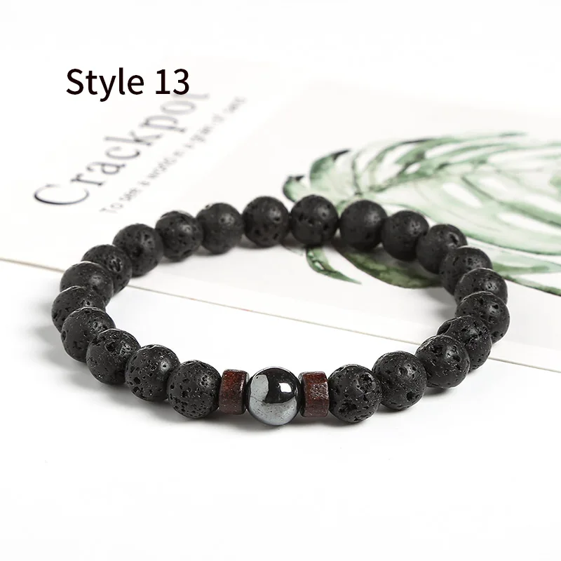 Style 13 JD мужской браслет, натуральный Императорский камень, бусина, тибетский Будда, браслет, чакра, лавовый камень, диффузный браслет, мужские ювелирные изделия, подарок - Окраска металла: Style 13