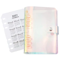 a6 pvc budget binder laser cover 6 ring binding refillable notebook cover with calendar dividerruler button closure