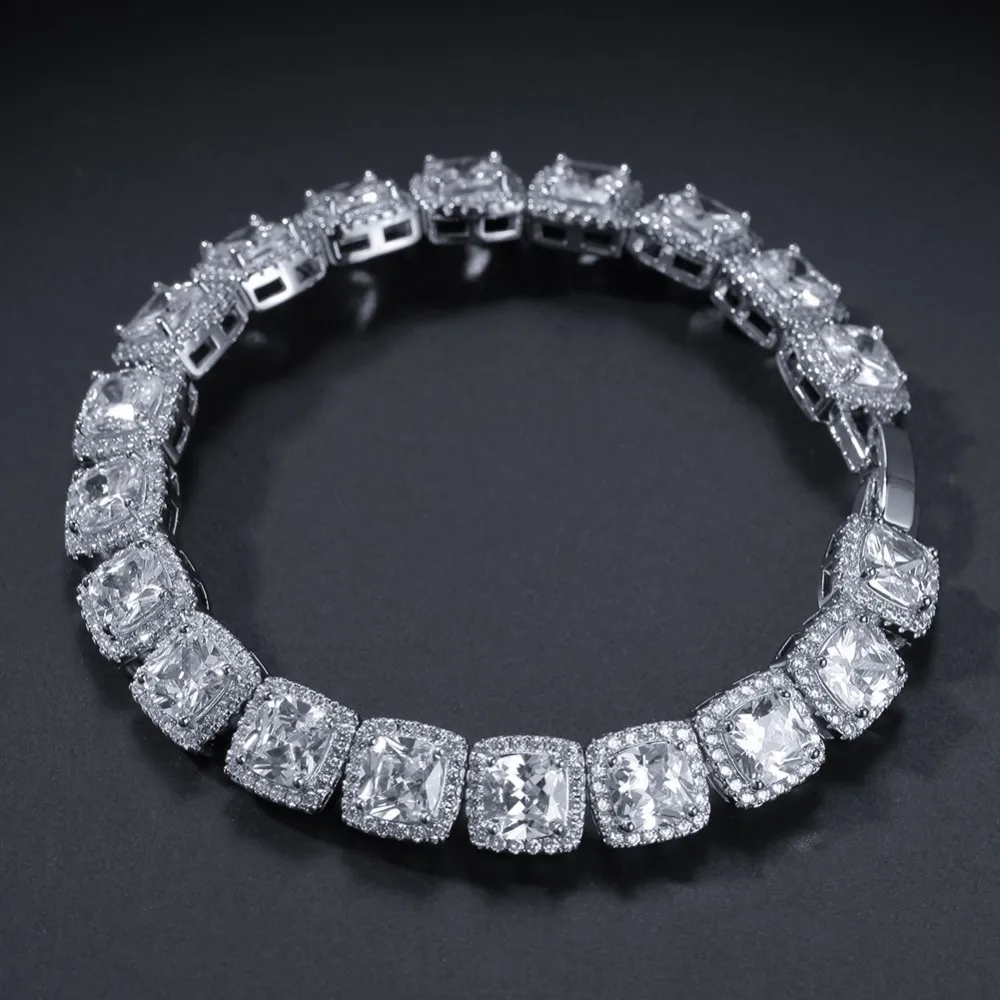 TBTK проложили Bling Площади Iced Out Циркон красивый браслет Роскошный простой стиль золото/серебро 10 мм ширина наручные ювелирные изделия панк человек
