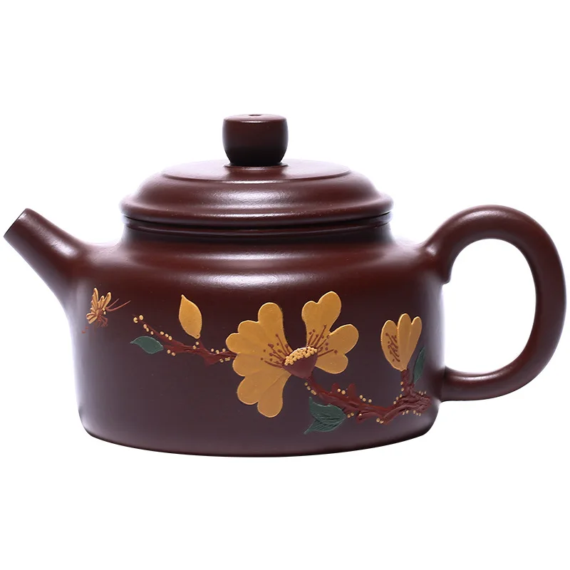 

Yixing mine purple red clay purple clay teapot hand painted Dezhong tea pot home tea set gift
