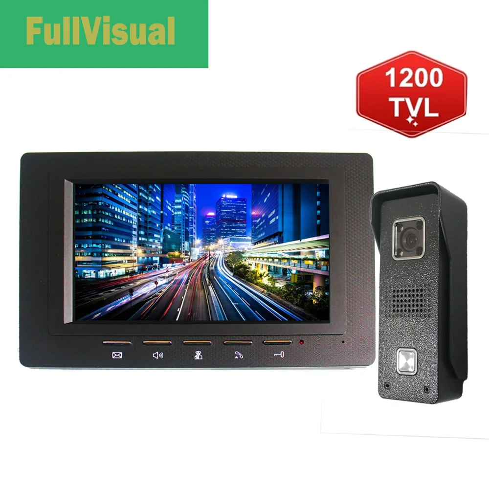 Полновизуальный 7 дюймовый видеодомофон дверной звонок Интерком камера