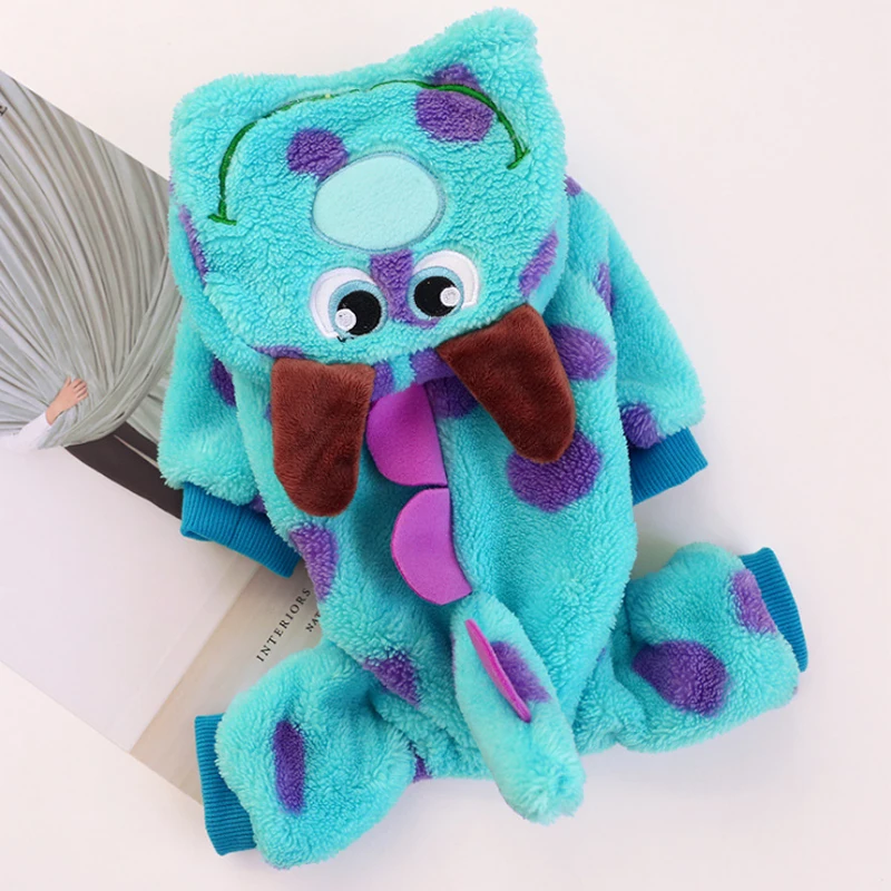 

Pet Dog Jumpsuits Clothes Teddy Autumn And Winter Soft Warm Fleece Cute Thick Four-legged Bubble Dragon Pajamas Coat Hoodie 1Pcs
