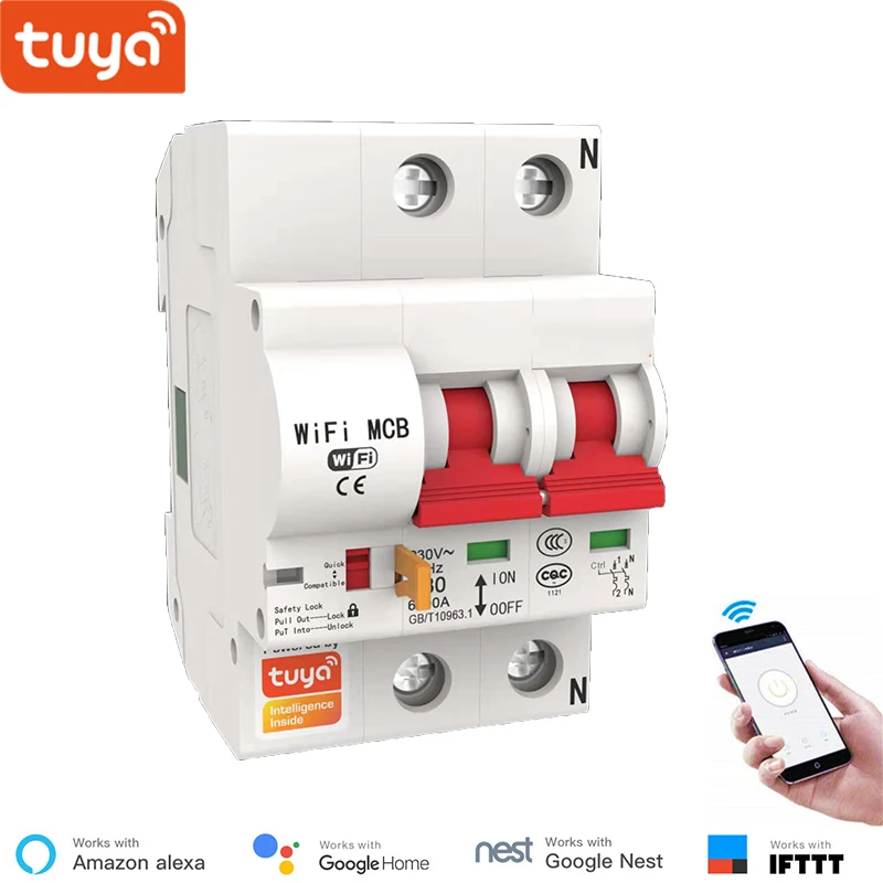 Смарт-выключатель беспроводной Tuya с поддержкой Wi-Fi 20 А | Электроника