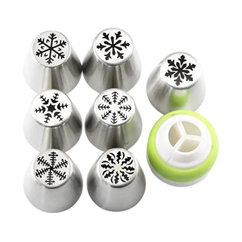 

Christmas 8Pcs Icing Piping Stainless Steel Tips Pastry Nozzles Tools Cookie Confectionery Pastry Baking Russian Cake Decor C8U4