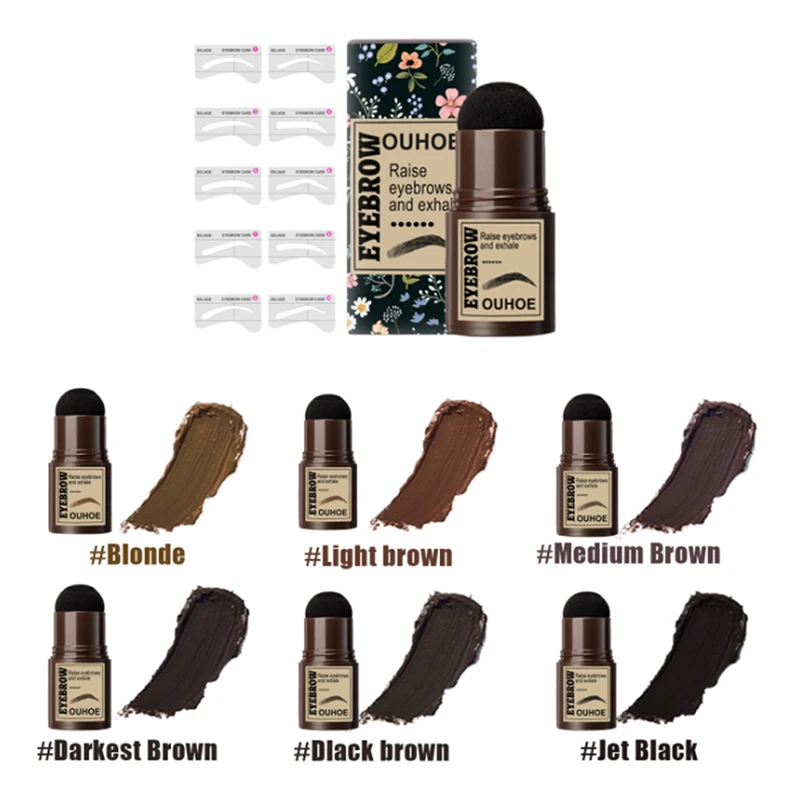 

1set Eyebrow Stamp Makeup Kit Shaping Powder Wax Pencil Brush Waterproof Stick