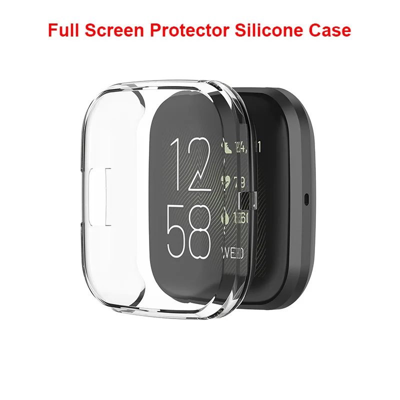 Full Translucent 100 шт./лот прозрачный силикон чехол для Fitbit Versa 2 Смарт часы защитный чехол Сменные аксессуары ремешок для часов 6 цветов - Цвет: Full Translucent