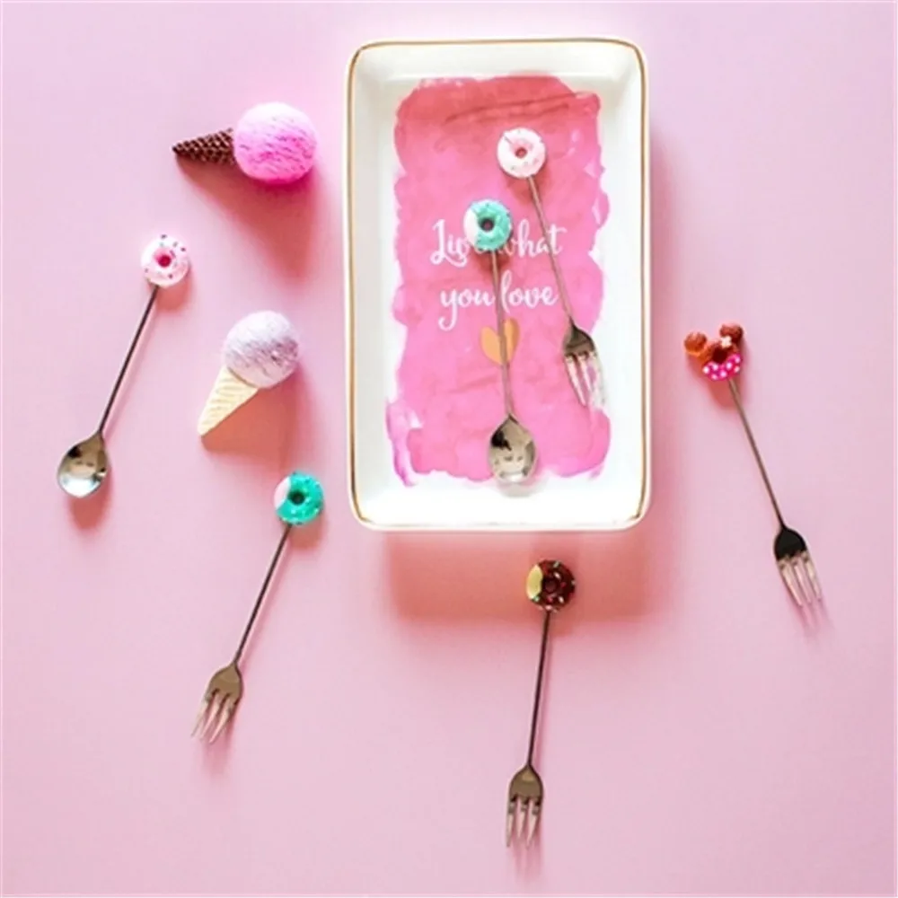 Вилка ложка золотая из нержавеющей стали 304 с рисунками мультфильмов|Ложки| |