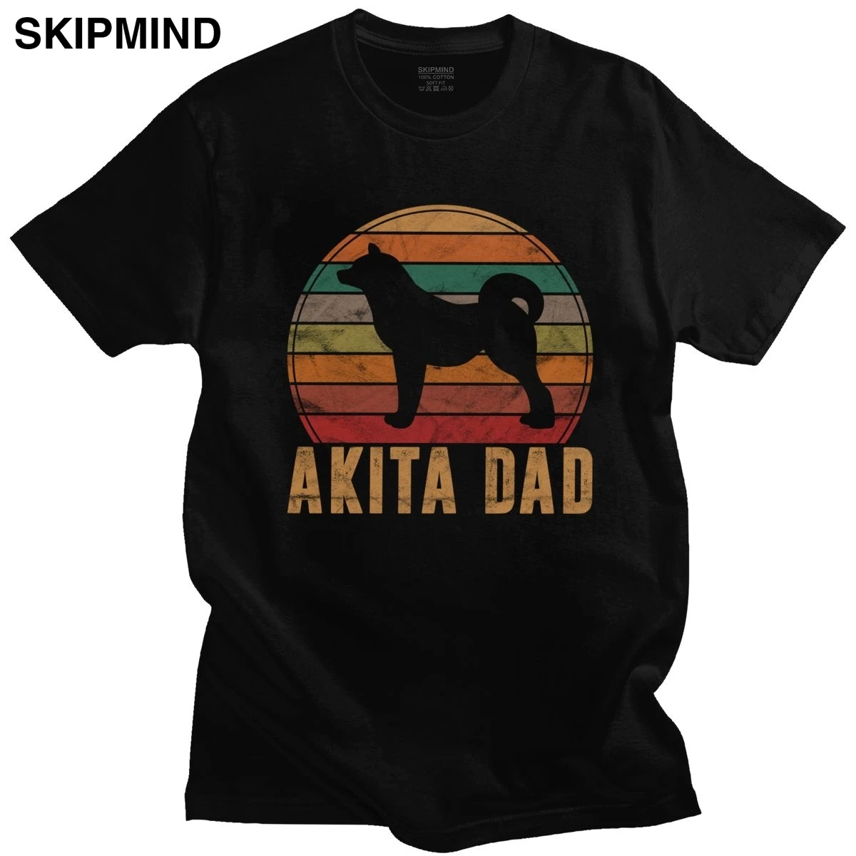 

Ретро футболка Akita Dad для мужчин, из чистого хлопка, с коротким рукавом
