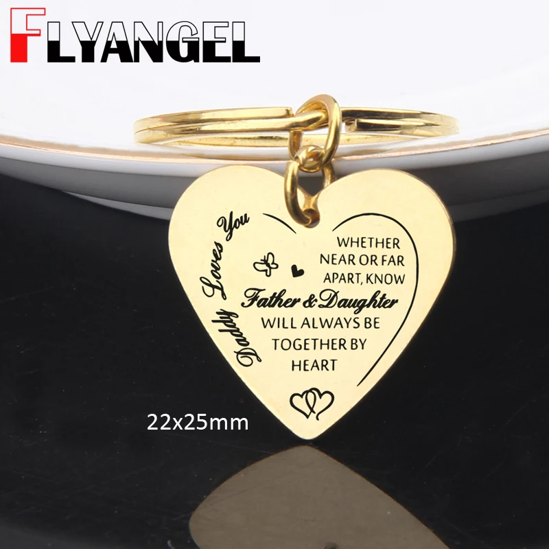 Брелок FLYANGEL в форме сердца с гравировкой держатель для ключей из нержавеющей