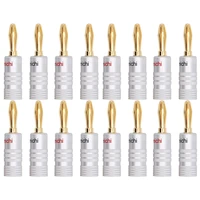 100pcs50pairs nakamichi banana plugs 24k gold plated 4mm banana connector with screw lock for audio jack speaker plugs