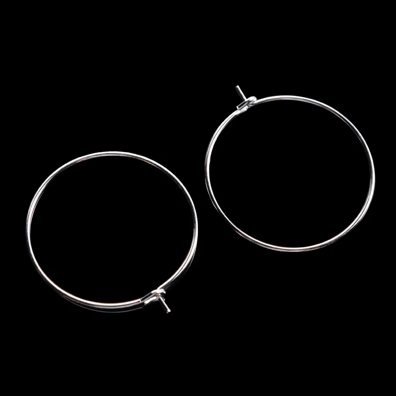 20-30mm 100pcs Champagne Wine Glasses Charm Rings Sliver Metal Earrings Wire Rings Hoops Gift Party Drink Wine Labeling Supplies
