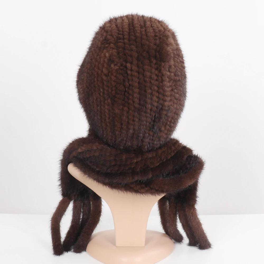 Женская теплая шапка из натурального меха норки вязаная 2021 зимняя шапка-шарф 100% |