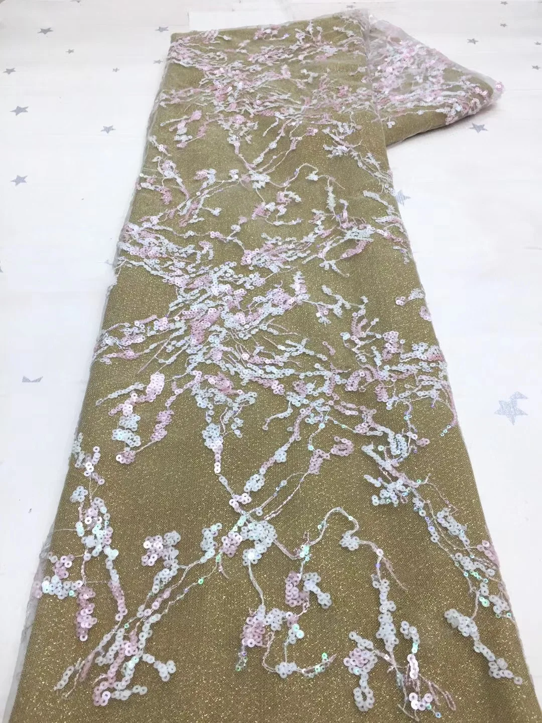 Африканская бархатная кружевная ткань с блестками французская Тюлевая розовое