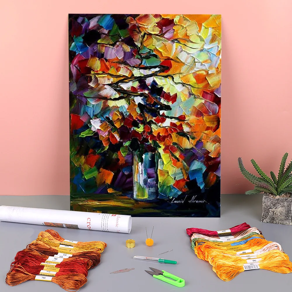 

Ткань с принтом «Цветы для моей любви», 11CT, полный набор для вышивки крестиком, «сделай сам», вышивка DMC, нитки, ручная работа, живопись, Декор