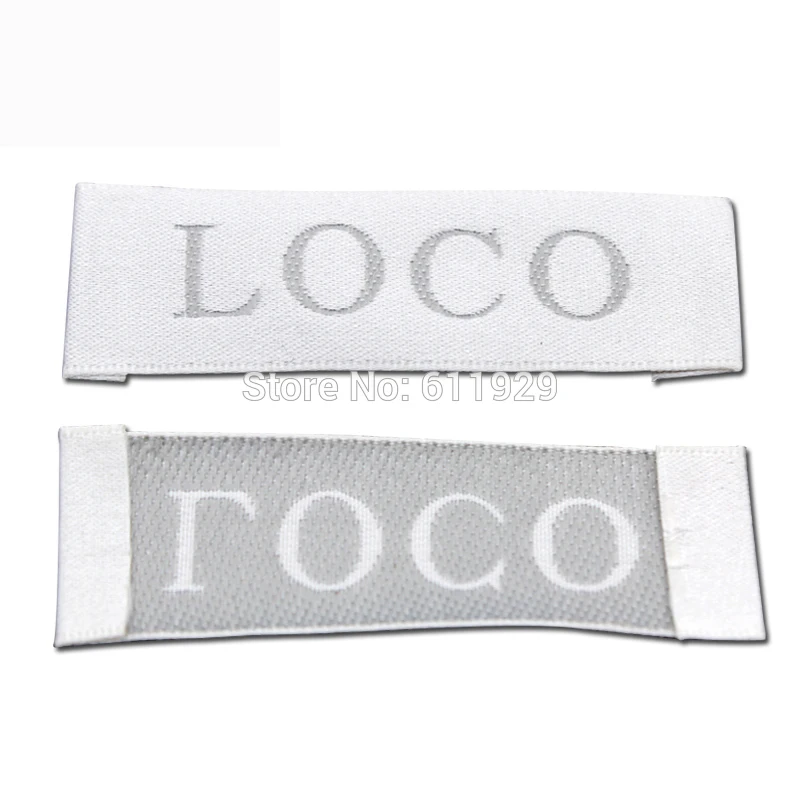 Одежда на заказ белые атласные тканые этикетки/вышитые этикетки для