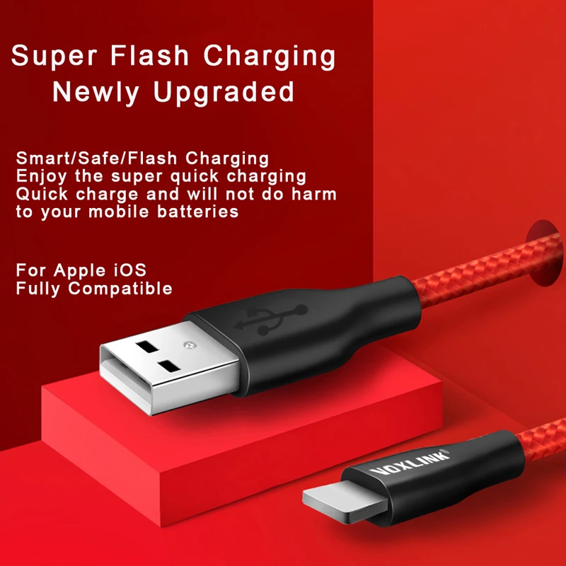USB кабель VOXLINK в нейлоновой оплетке 5 шт./упаковка для iphone X XS XR быстрая зарядка