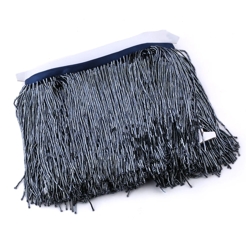 

15cm 5.5 Yards Round tube beads Color beads tassel fringe with high quality for wedding decoration dress or DIY curtain decorate