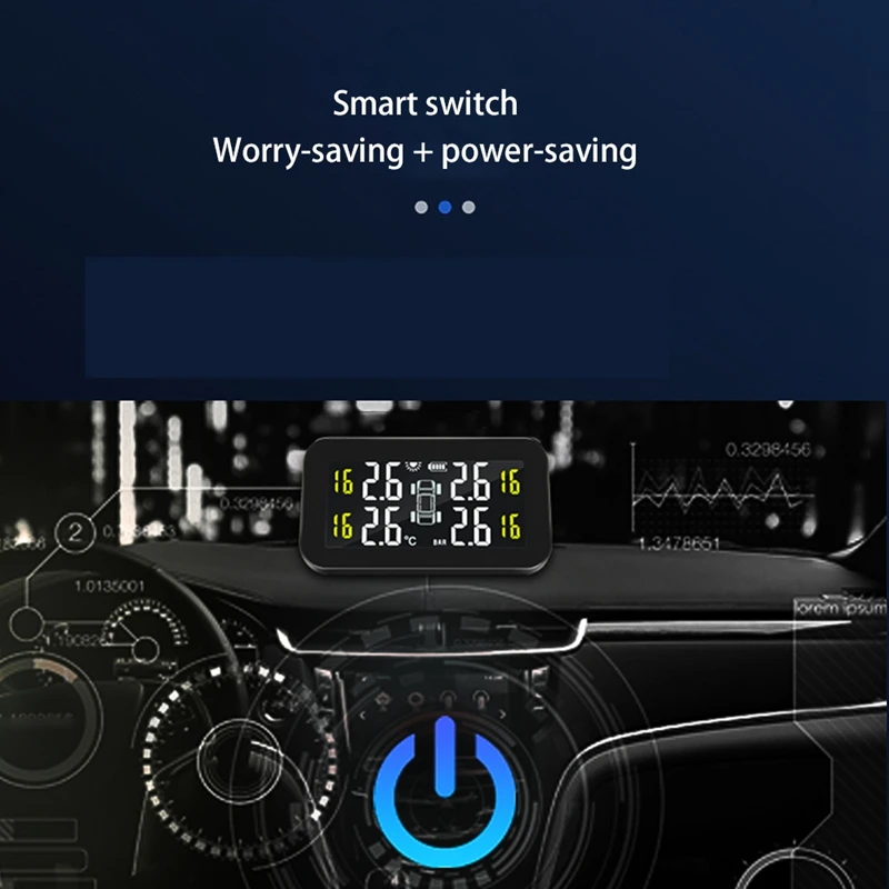 

TPMS Solar Tire Pressure Monitoring System TPMS Car Tyre Pressure Monitor External Sensor Universal