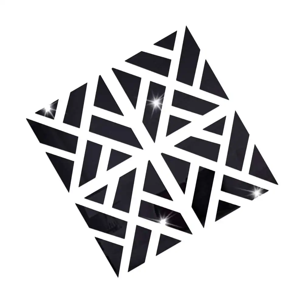 3d зеркальная акриловая креативная многоугольная Настенная Наклейка на 4 ломтика