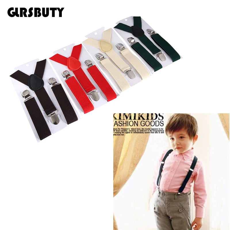 Soild цветные детские подтяжки для маленьких мальчиков и девочек подвесной зажим