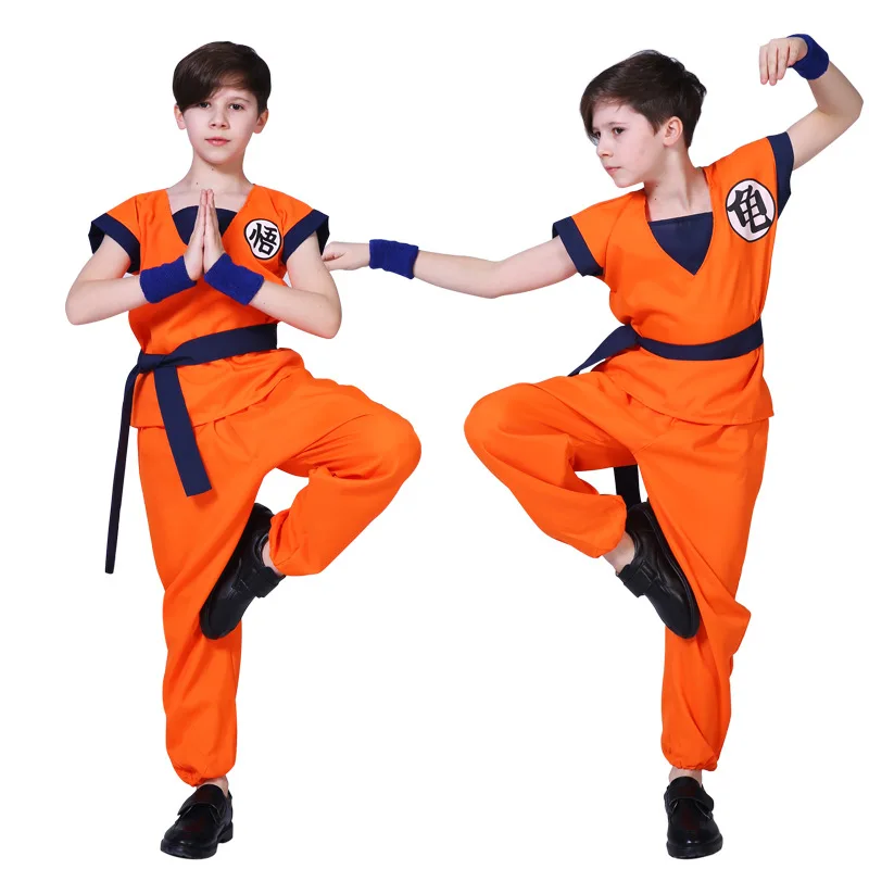 Disney Carnival Son Goku Carnival Anime Cosplay Costumes Top/Pant/Belt/Tail/Wrister/Wig For Adult Kids