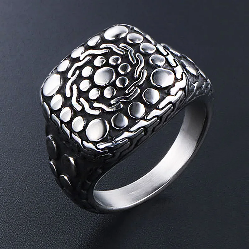 Уникальные кольца с узором в виде булыжника покла из черной нержавеющей стали