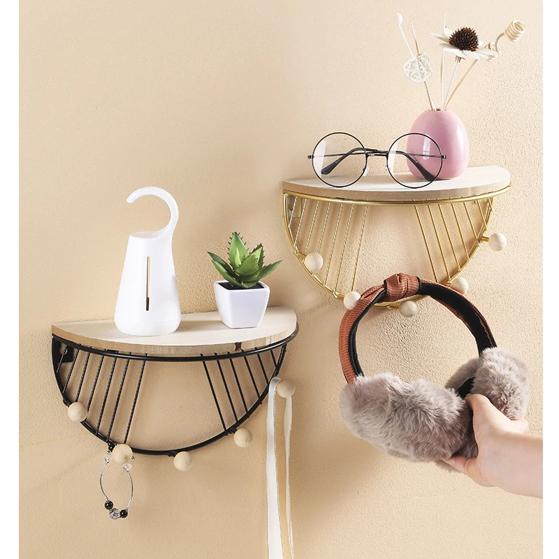 Европейский Стильный металлический Железный декоративная полка с Крючки