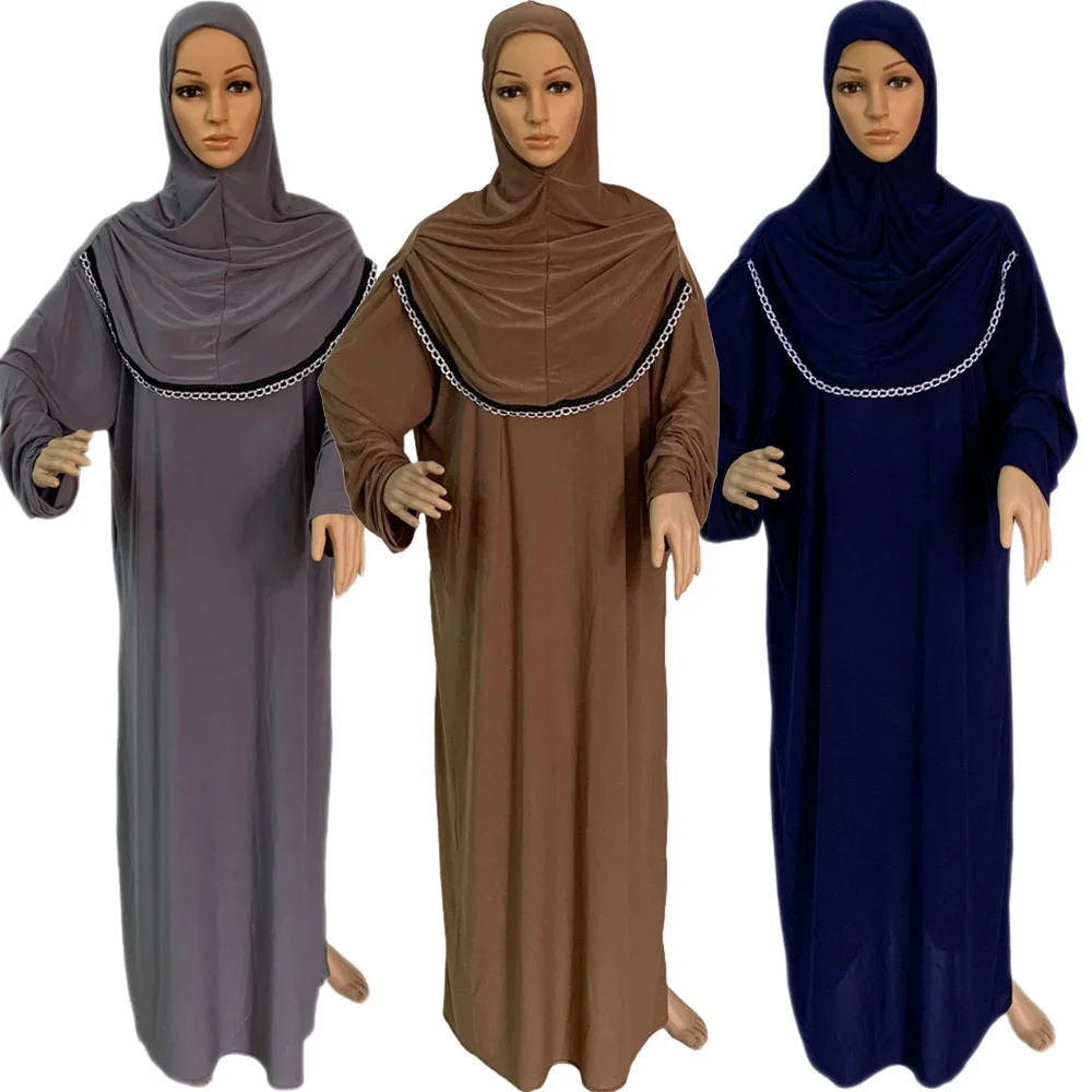 

Ramadan Muslim One Piece Prayer Hijab Dress Prayer Garment Jilbab Women Hooded Abaya Full Cover Burqa Modest Islam Dubai Clothes