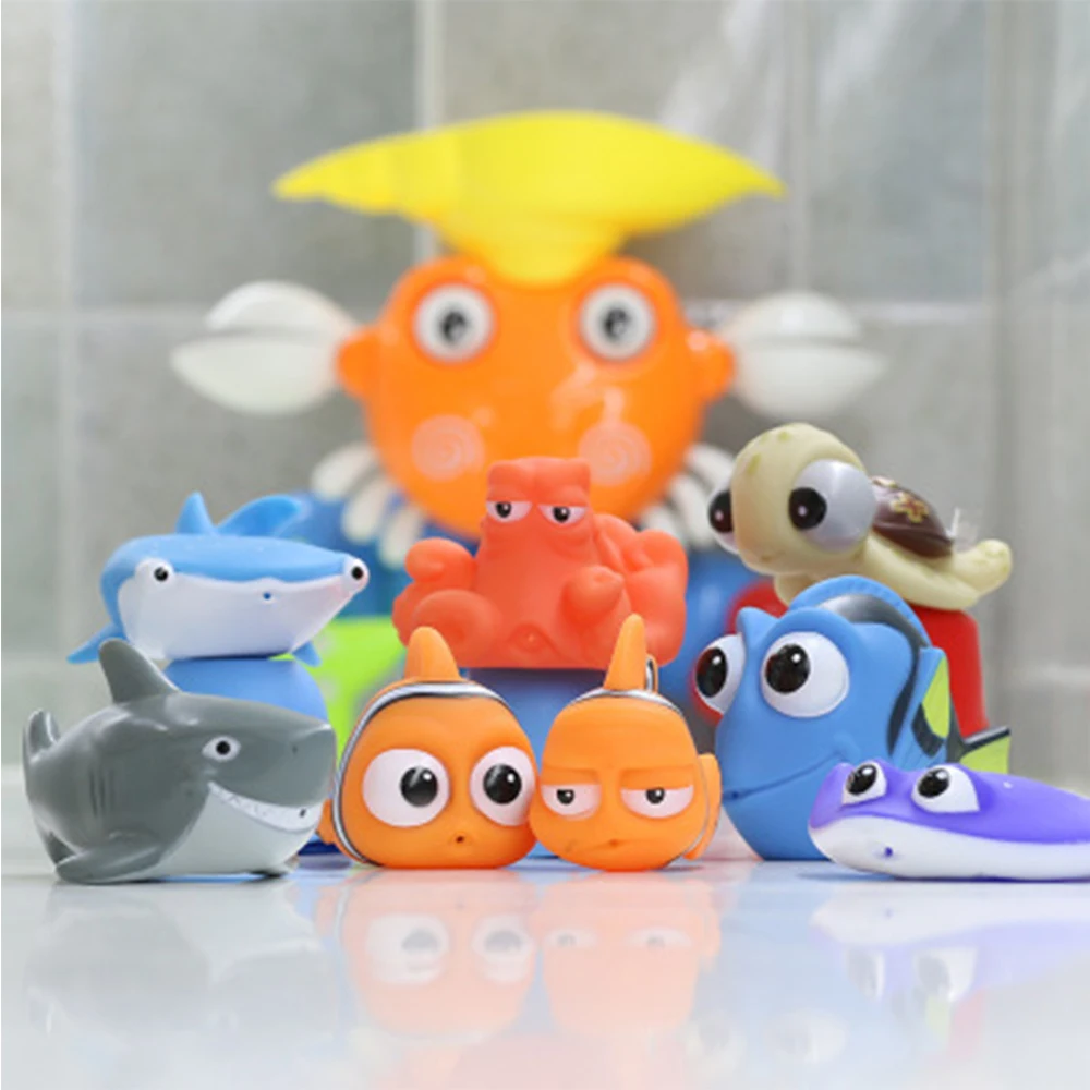 Finding fish Baby Bath Squirt Toys Kids Funny Soft Rubber Float Spray Water Squeeze Toys  Bathroom Play Animals For Children