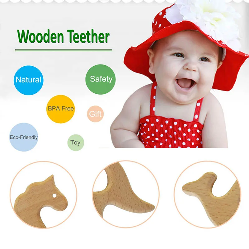 

DIY Baby Teether Play Accessories Natural Wood Animal Shape Teething Toys Baby Rattle Shower Gifts For Baby New