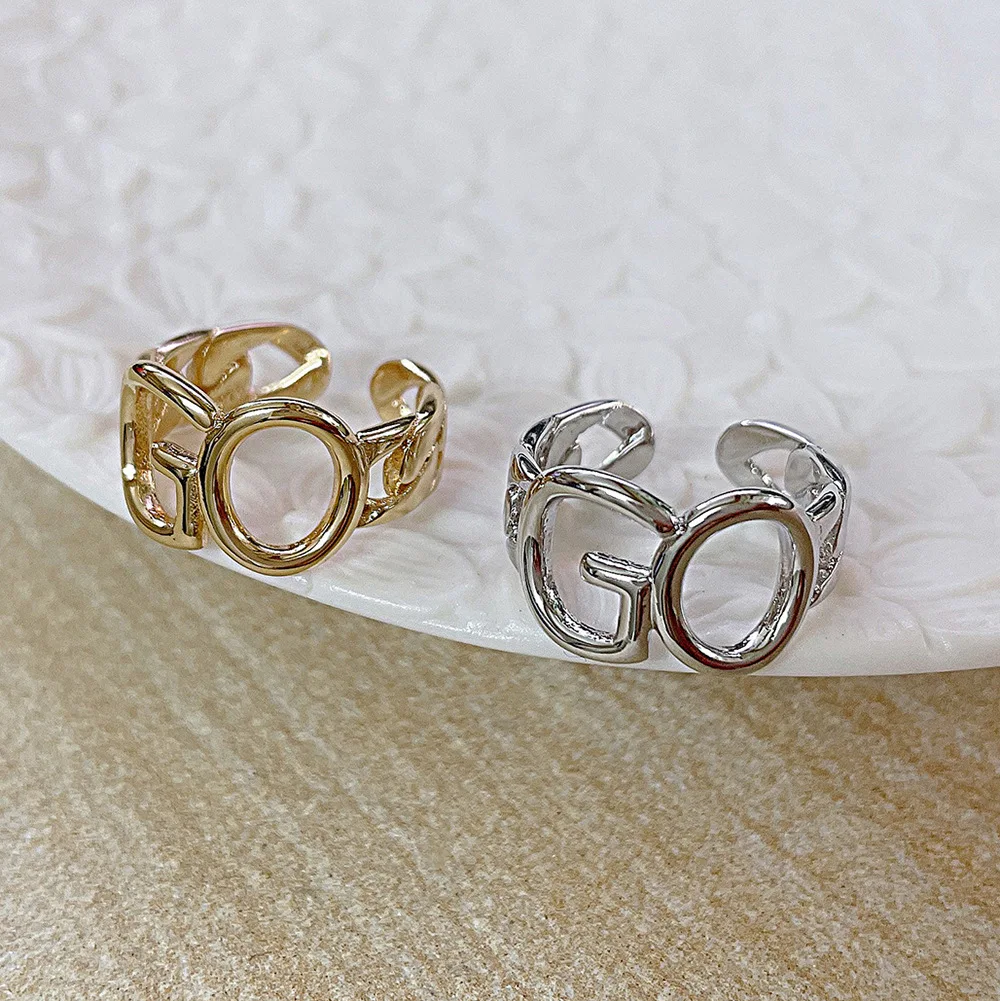 

Simple Fashion Letter Creative Opening Ring Minimalist Plain Ring 925 Silver Women's Ring Hip Hop Punk Style Couple Jewelry