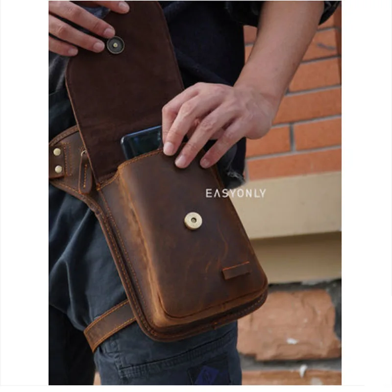 Кожаная поясная сумка в стиле ретро для езды на мотоцикле |