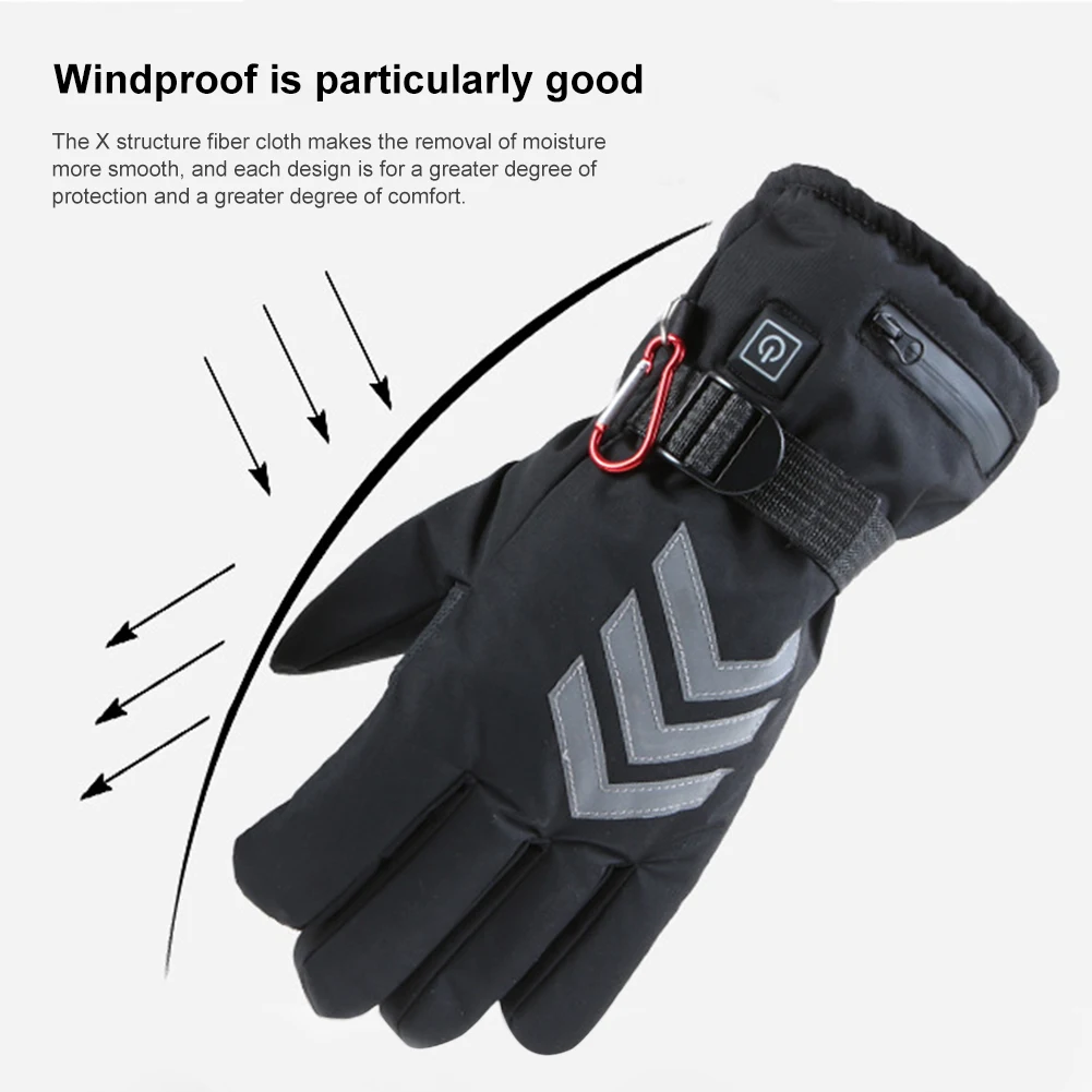 

Motorcycle Heated Gloves Touch Screen Winter Warm Skiing Gloves Waterproof Rechargeable Heating Thermal Gloves For Snowmobile