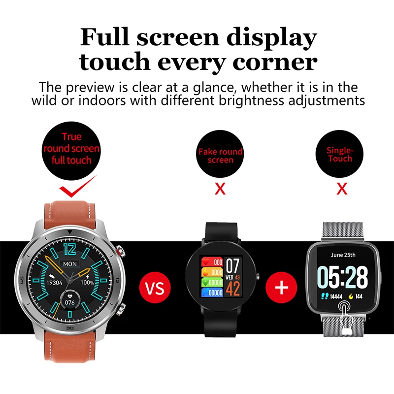 DT78 Смарт часы мужские и женские Smartwatch IP68 Водонепроницаемый 1 3 дюймов полный