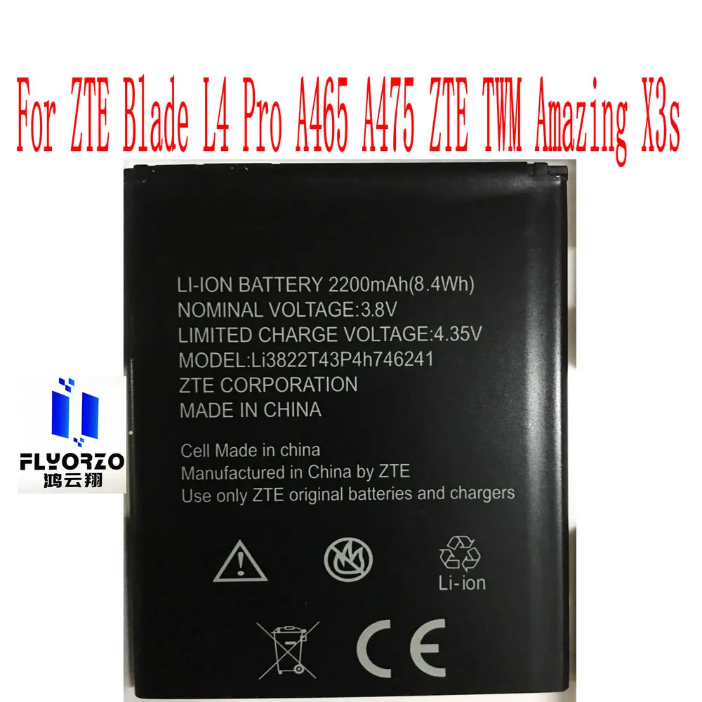 

New High Quality 2200mAh Li3822T43P4h746241 Battery For ZTE Blade L4 Pro A465 A475 ZTE TWM Amazing X3s Mobile Phone