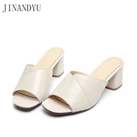 black beige shoes ladies slippers and sandals women heel 5cm summer sandals fashion slippers women outdoor casual mules femme