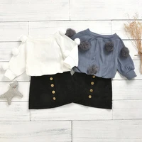 baby girl clothes toddler baby kids girls clothes sets long sleeve hairball knit tops sweater mini skirt warm outfits sets