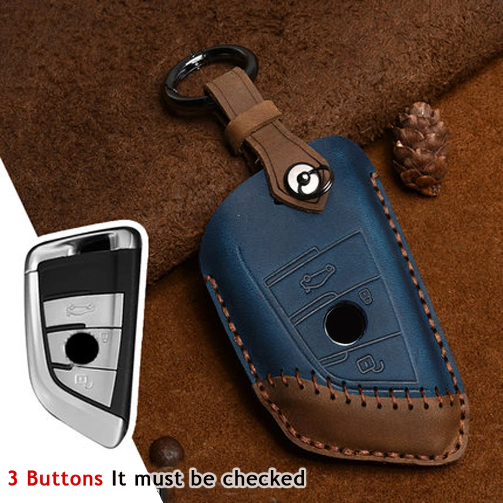 

Leather Car Key Case For BMW 2 3 5 7 Series 6GT X1 X3 X5 X6 F45 F46 G20 G30 G32 G11 G12 F48 G01 F15 F85 F16 F86 Remote Cover