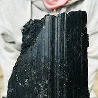 natural black tourmaline stone rough rock sample