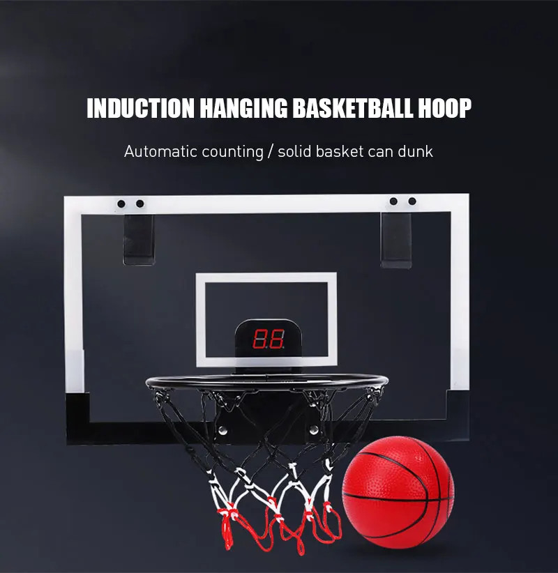 

Children's Hang Basketball Stand Electronic Counter Baskeball Goal Hoop Toys Indoor Basket Holder Ball Accessories Set Boy Gift