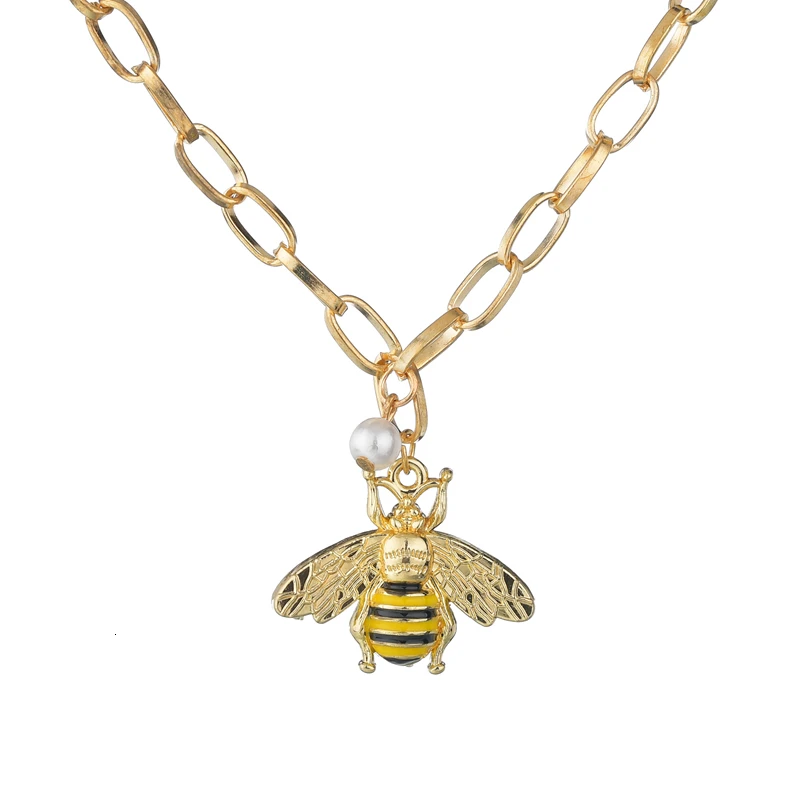 Ожерелье с подвеской в виде пчелы из пресноводного жемчуга|lord of|lord of theerkek kolye |