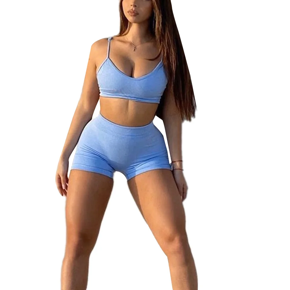 

Women Casual Two Piece Set Women Sleeveless Top Camisole+Shorts Bodycon Fitness Set Tracksuit Solid Homewear