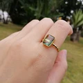 ALLNOEL Высокое качество элегантные женские кольца прямоугольник синтетический Зеленый Аметист Регулируемый 925 пробы Серебряное кольцо 2020 но...