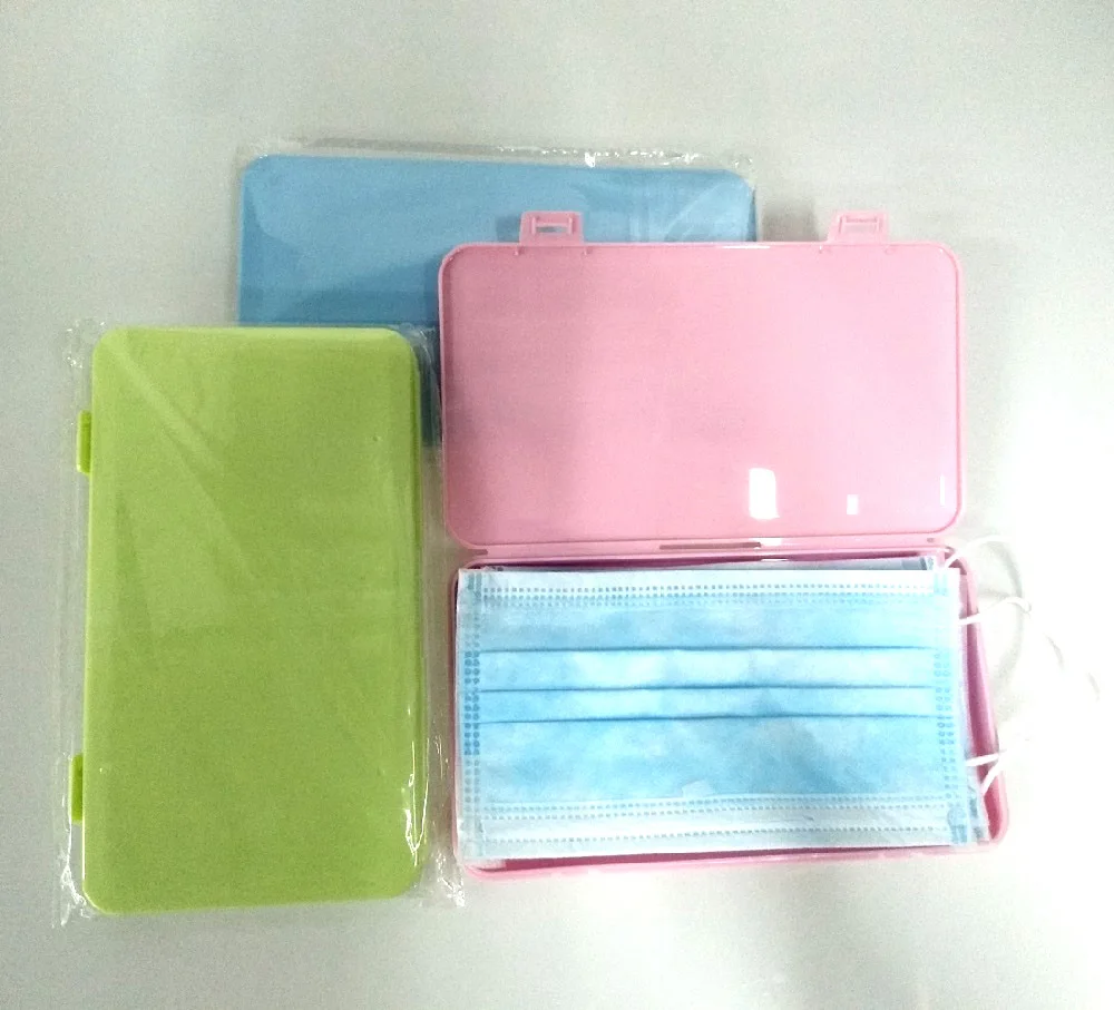 

Four colors Environmental protection carry on dust and dirt mask storage box plastic storage box for makeup disposable masks