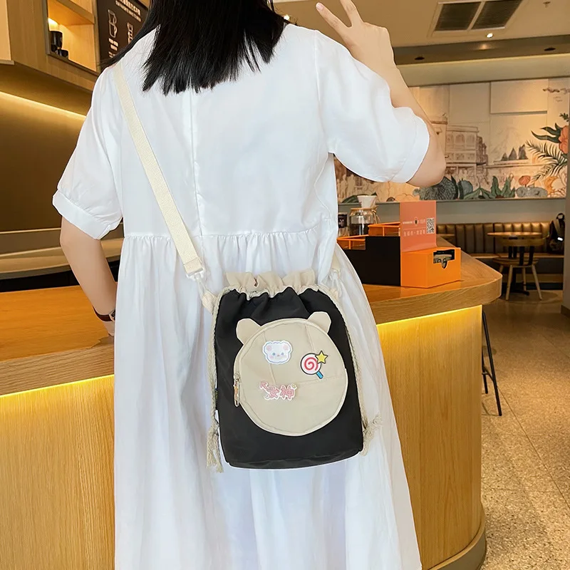 

2021 Beam Bag Casual For Lady Girl Women Fashion Student Art Shoulder Cute Trend Messenger Nylon Messenger Drawstring Pouch Bags