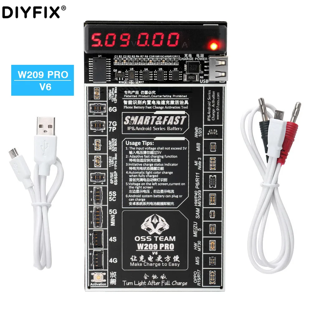 

W209 Pro V6 Battery Fast Charging Activation Circuit Board Test For iPhone 4-12 Pro Max For Samsung Xiaomi Huawei OPPO