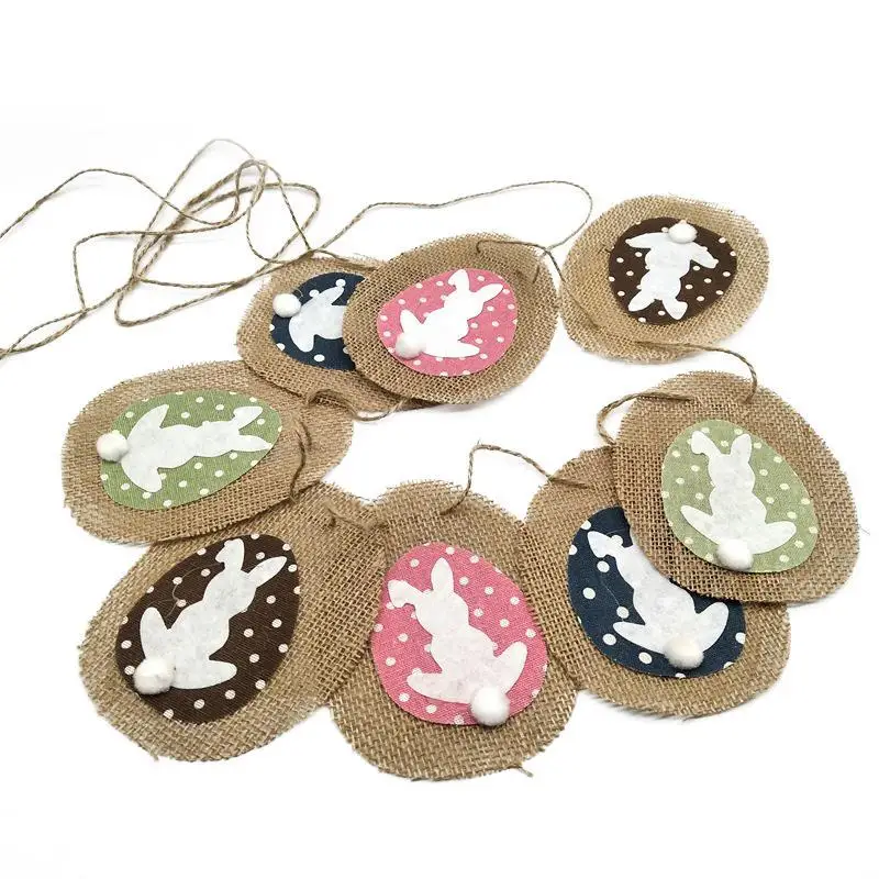 Новый Кролик Linene пасхальные баннеры мешковины и Банни печати бандаж флаги для