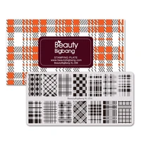 612cm beautybigbang nail art stamp rectangle plaid pattern geometric diy manicure checked stainless steel image nail plate