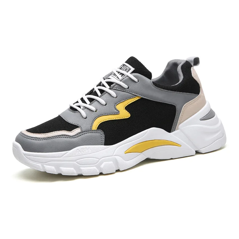 

Мужские массивные кроссовки, удобная кожаная сетчатая повседневная обувь в стиле пэчворк, N8-08, черные, 2019