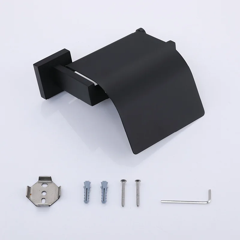 

Matte Black Chromed SUS 304 Stainless Steel Toilet Paper Holder Bathroom Toilet Roll Holder Towel Ring Rack Bathroom Accessories